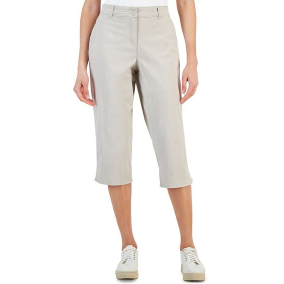 Karen Scott Pants - Karen Scott Women's Light Beige Comfort Waist Capri Pants NWT